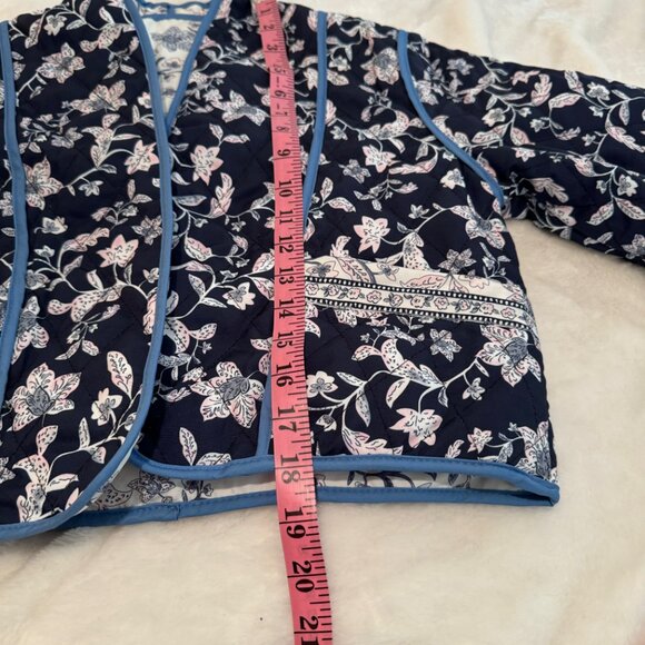 Reversible Quilted Cropped Floral Jacket Blues/White - Picture 12 of 12